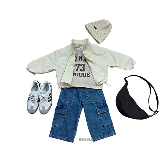 多口袋工裝牛仔褲