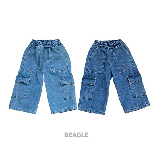 多口袋工裝牛仔褲